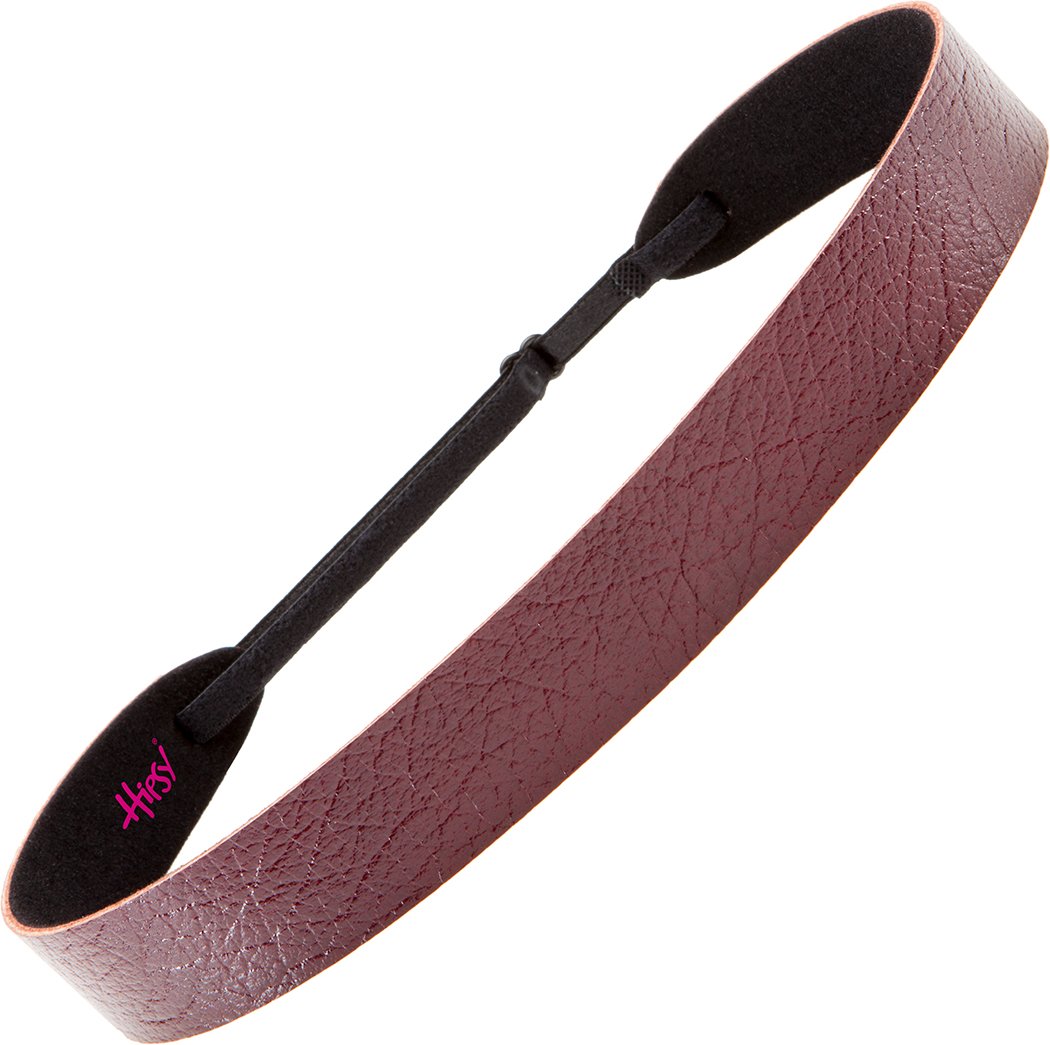 Hipsy Women's Adjustable NO SLIP Genuine Leather Motorcycle Wide Headband (Wide Black & Oxblood 2pk)