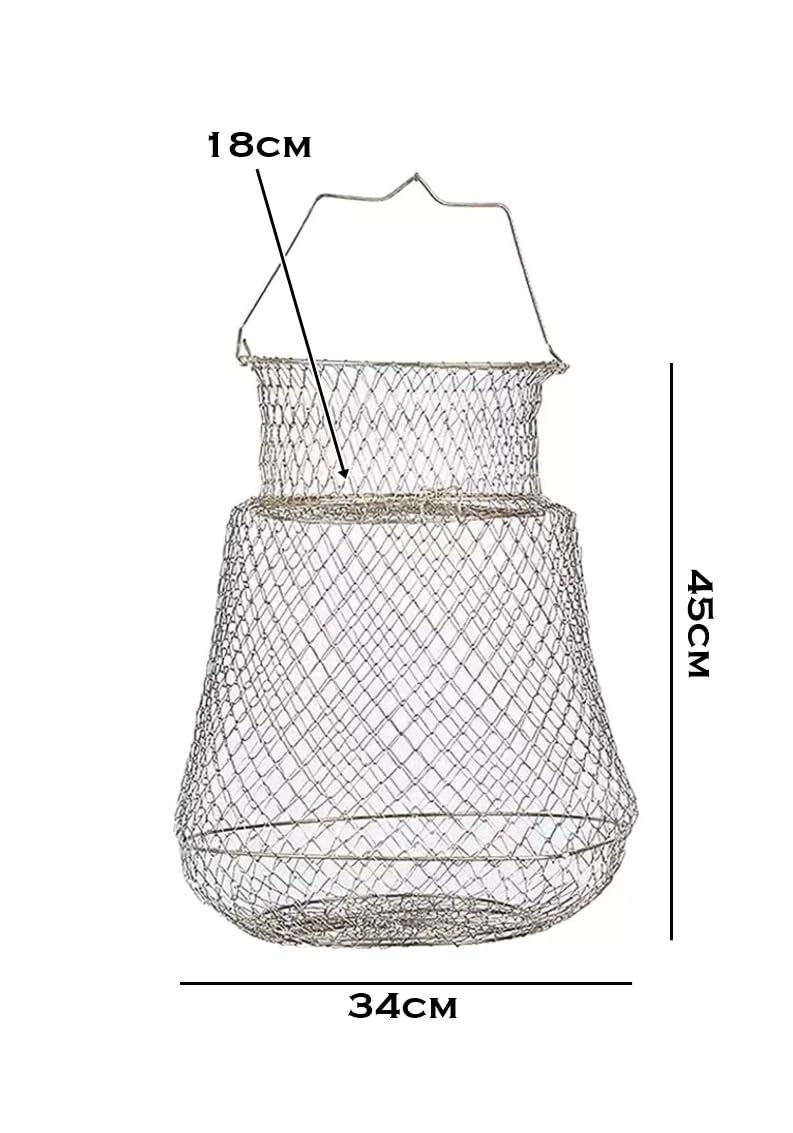 Cestino in Metallo Porta Pesci Modello Medio Cestello Pesce Pesca Trote Retino Portapesci