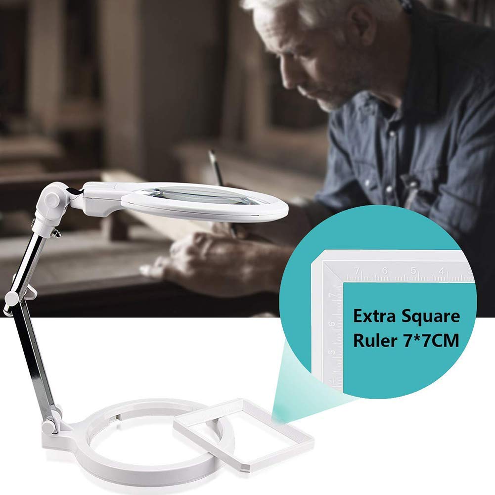 Lupa de Mano 2X 6X - 2 lámparas LED Individuales - Mango Plegable - Lupa para Personas Mayores y niños, Adecuada para Trabajos de precisión, Lectura, mapas, joyería, Soldadura, ins