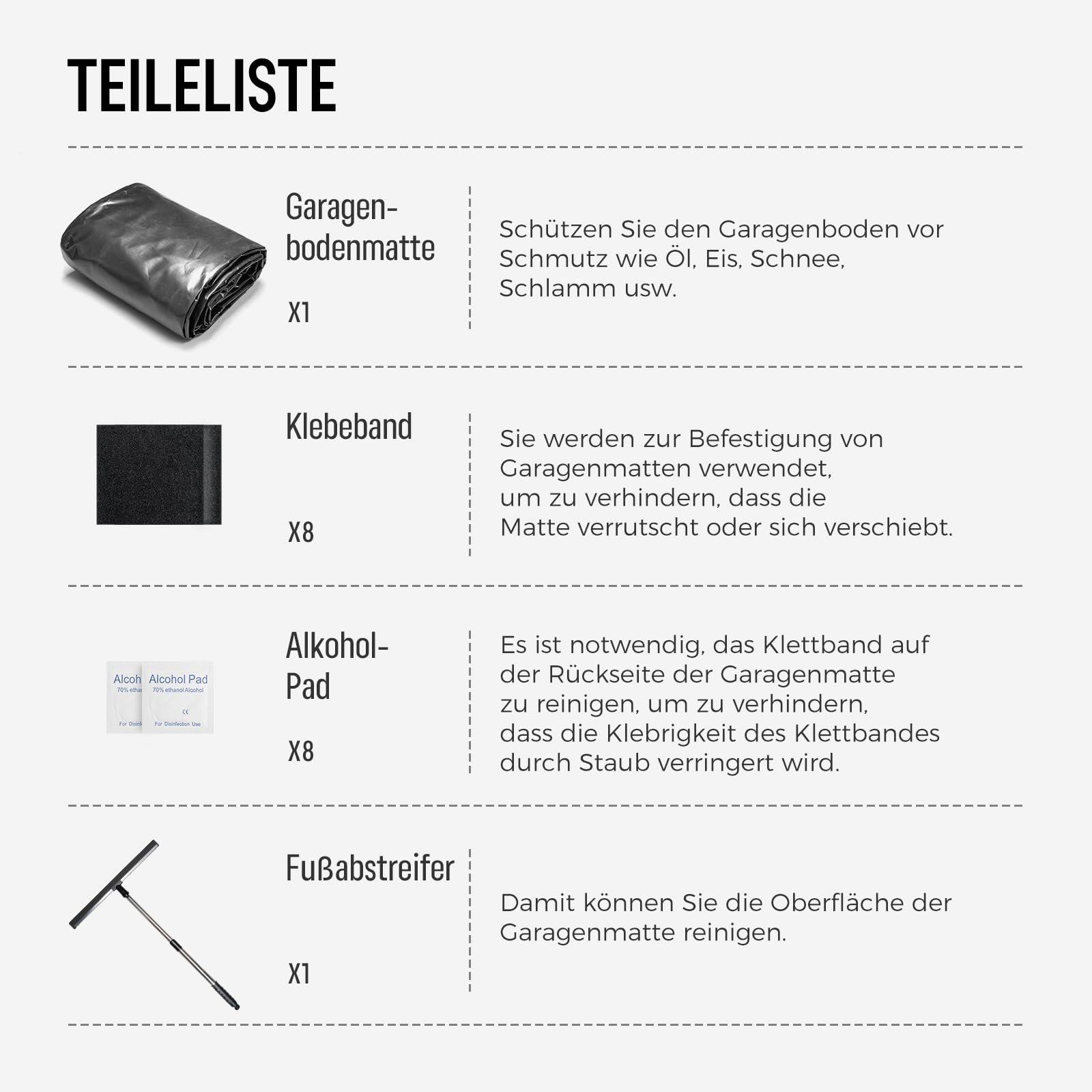 WELKIN Eindämmungsmatte, 8'6" x 20' rutschfeste Garagenbodenmatte - Hochbelastbarer, wasserdichter Schutz vor Schnee, Regen und Schlamm für Autos