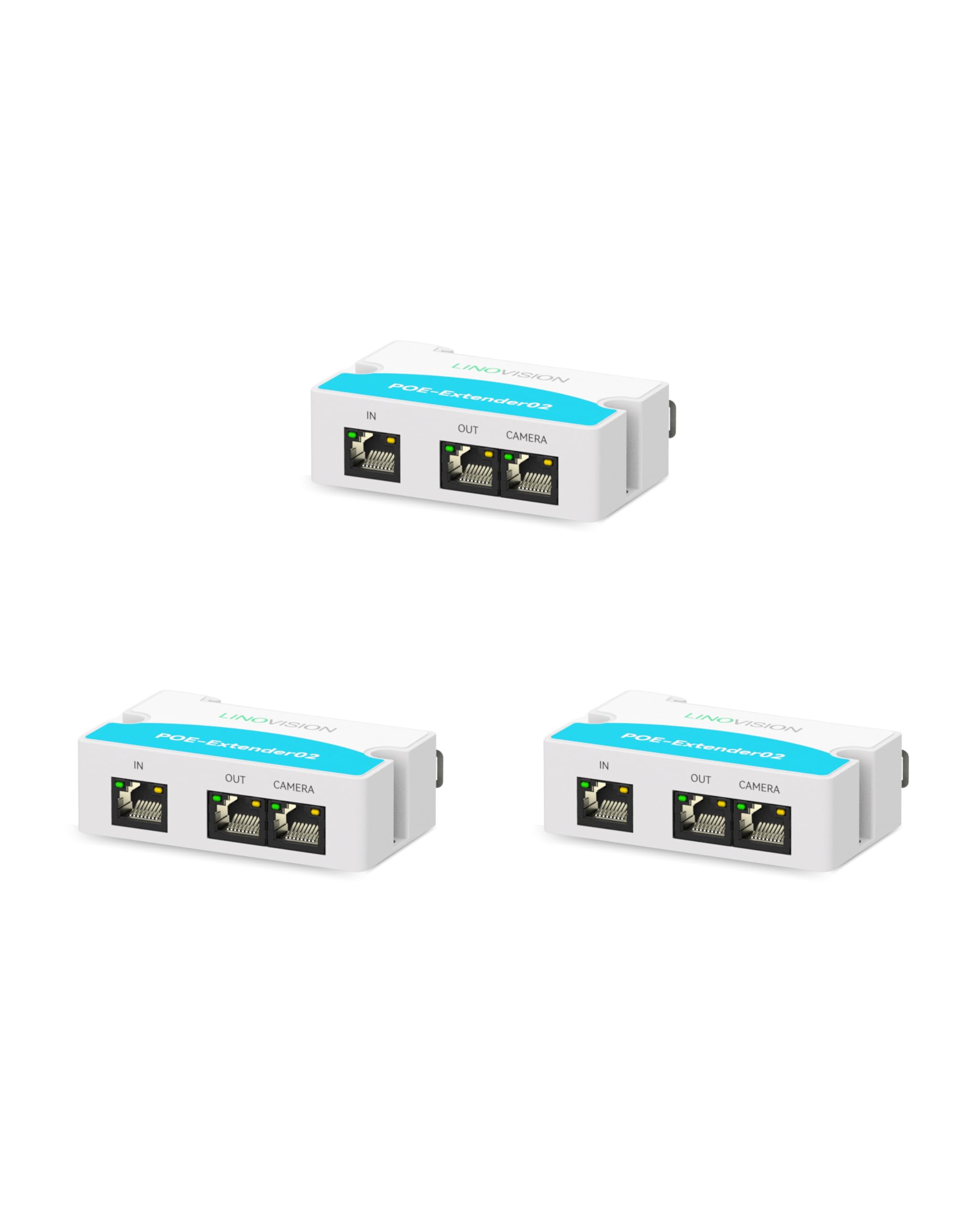 LINOVISION IEEE802.3af/at Mini PoE Extender a 2 porte fino a 300m di alimentazione via Ethernet tramite cavo Cat5/6, PoE Splitter per 2 dispositivi PoE come telecamere IP (confezione da 3)