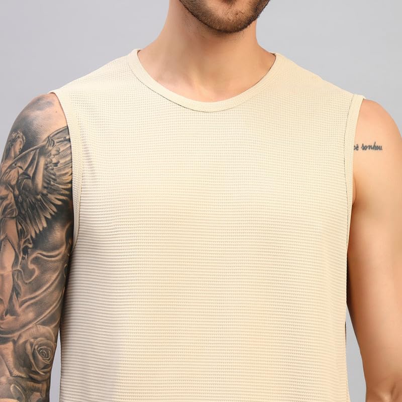 Image of ATICX Men's Slim Fit Sleeveless Sports T-Shirt - Gym Vest, Quick Dry Breathable Training Tank Top for Workout, Running, Cycling, Badminton, Basketball & Swimming Training Wear