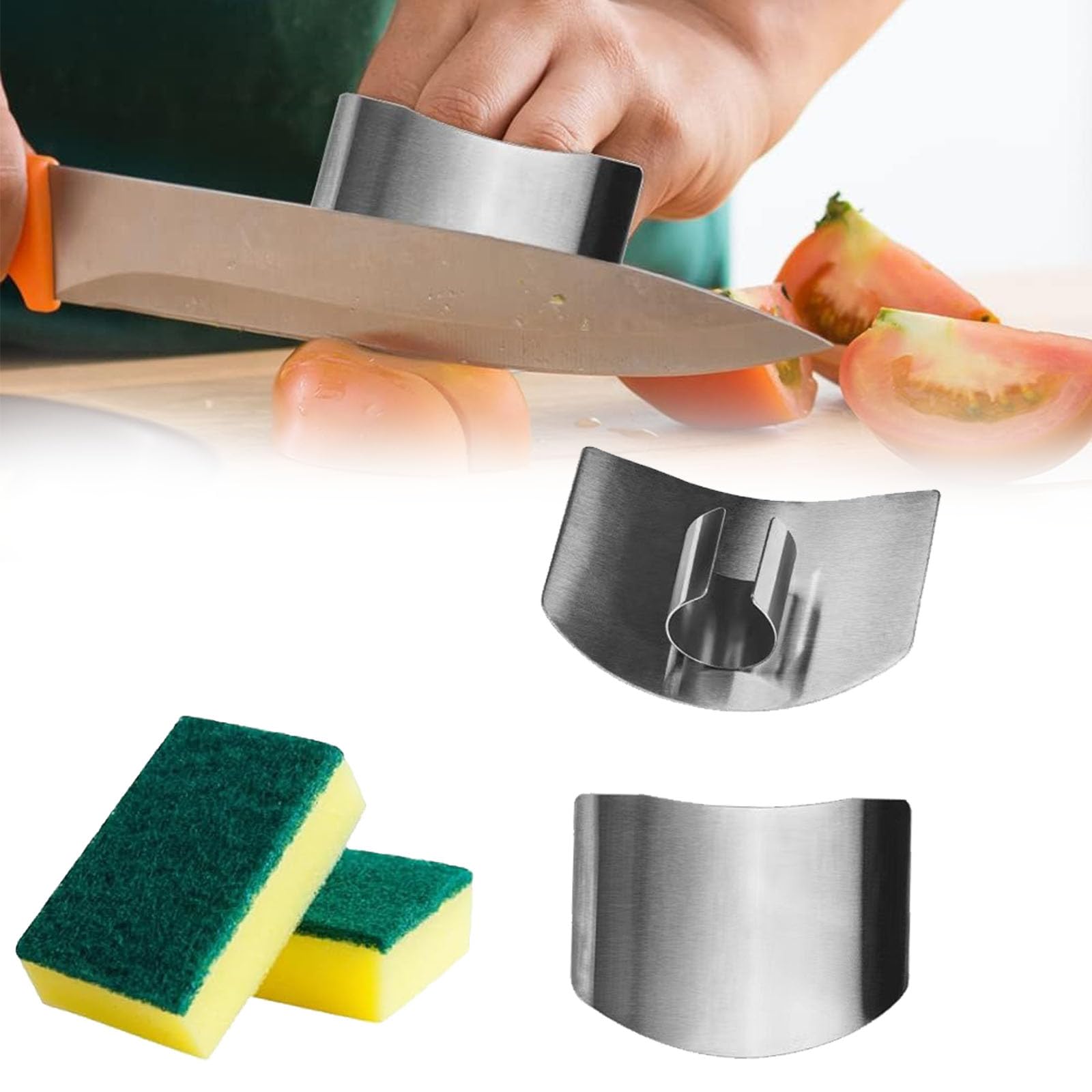 Protector de dedos de acero inoxidable, protectores de dedos para cortar alimentos, protector de corte de cuchillo de acero inoxidable, protector de dedos de acero inoxidable para cortar (2 unidades,
