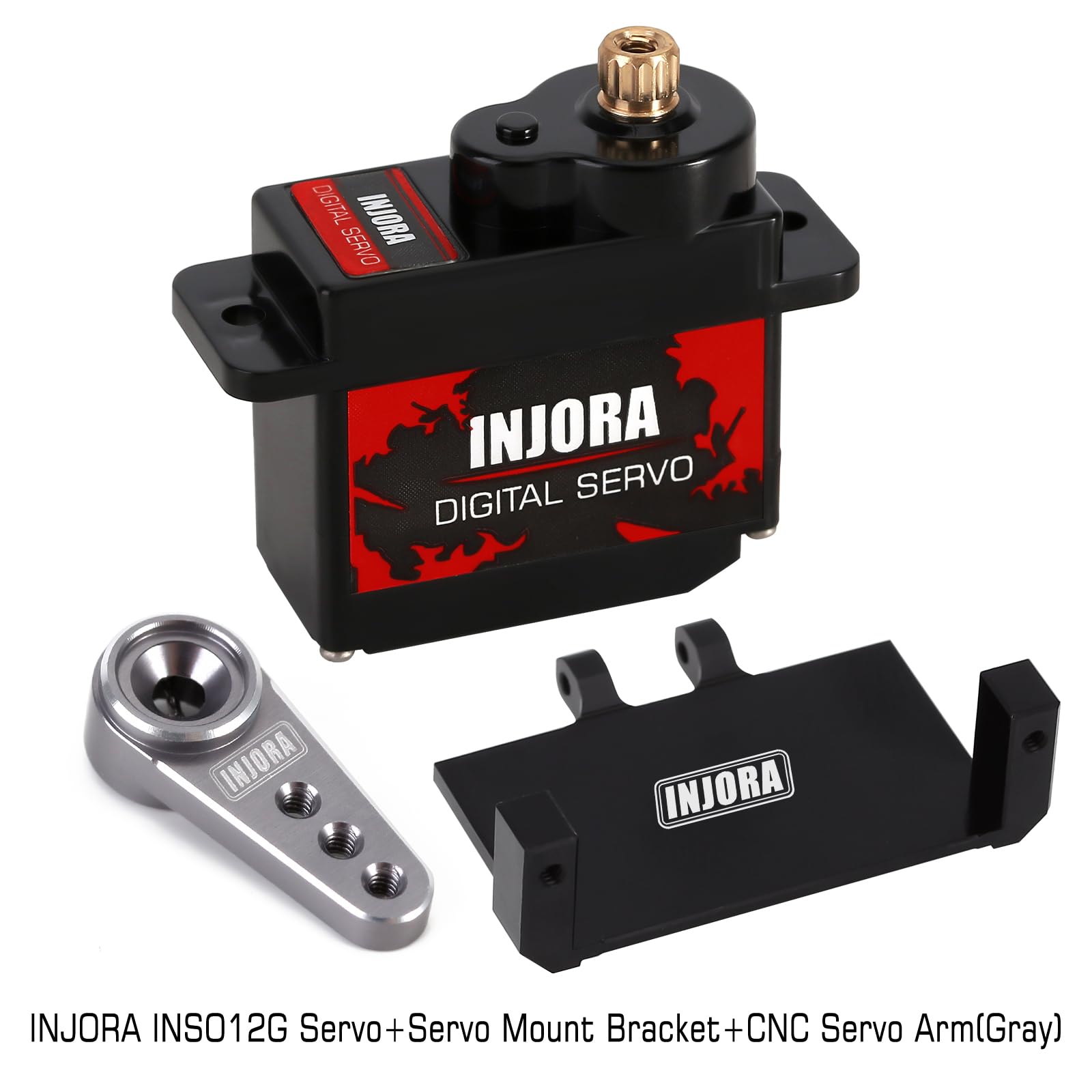 INJORA RC Servocomandi 12g Digitale Servo con Supporto in Metallo e Braccio 15T per RC Axial SCX24 AX24 Car Model Upgrade Parts?Grigio