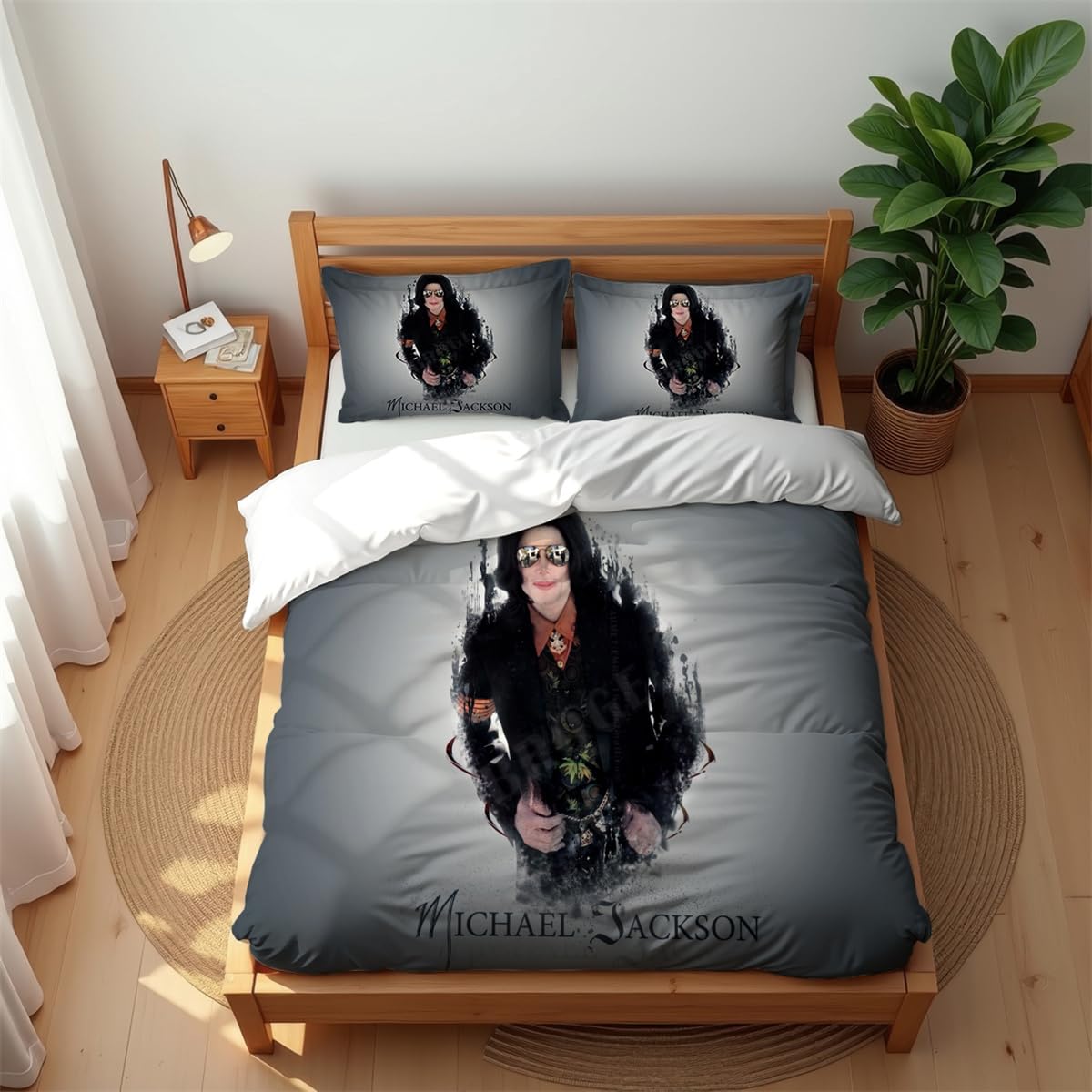 Ste-X Luxury Breathable Bedding Set Michael Jackson 210TC Cotton Soft Cool Summer Warm Winter Comfort Anti-mite (MJ 04,200x200cm(Double))