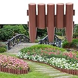 Gimisgu Kunststoff Rasenkante Holzoptik Beeteinfassung, 28m Palisade Beetumrandung Mähkante Beetumrandung Palisade Garten dekorativ 1 Element (L x H): 28x 24 cm, Braun 100 Stück