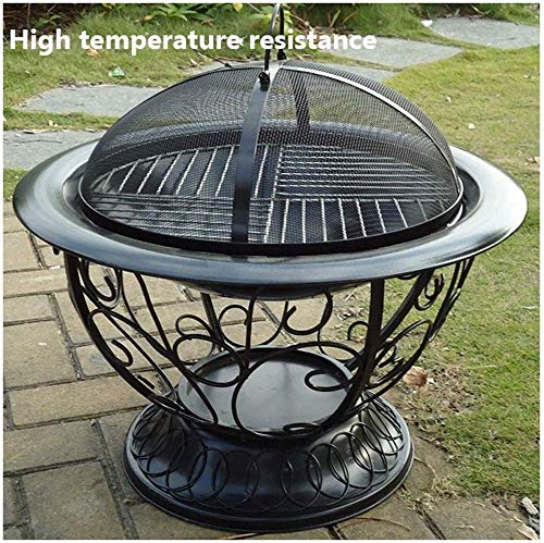 Cauldron Outdoor Fire Pit Deep Bonfire Wood Burning Patio & Backyard Firepit pour l'extérieur avec Pare-étincelles Rond, tisonnier de cheminée et Grille en métal Decoration – Image 3
