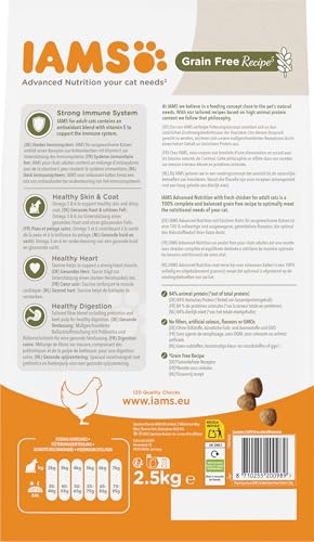 IAMS Katzenfutter trocken getreidefrei mit Huhn - Trockenfutter ohne Getreide für Katzen ab 1 Jahr, 2,5 kg