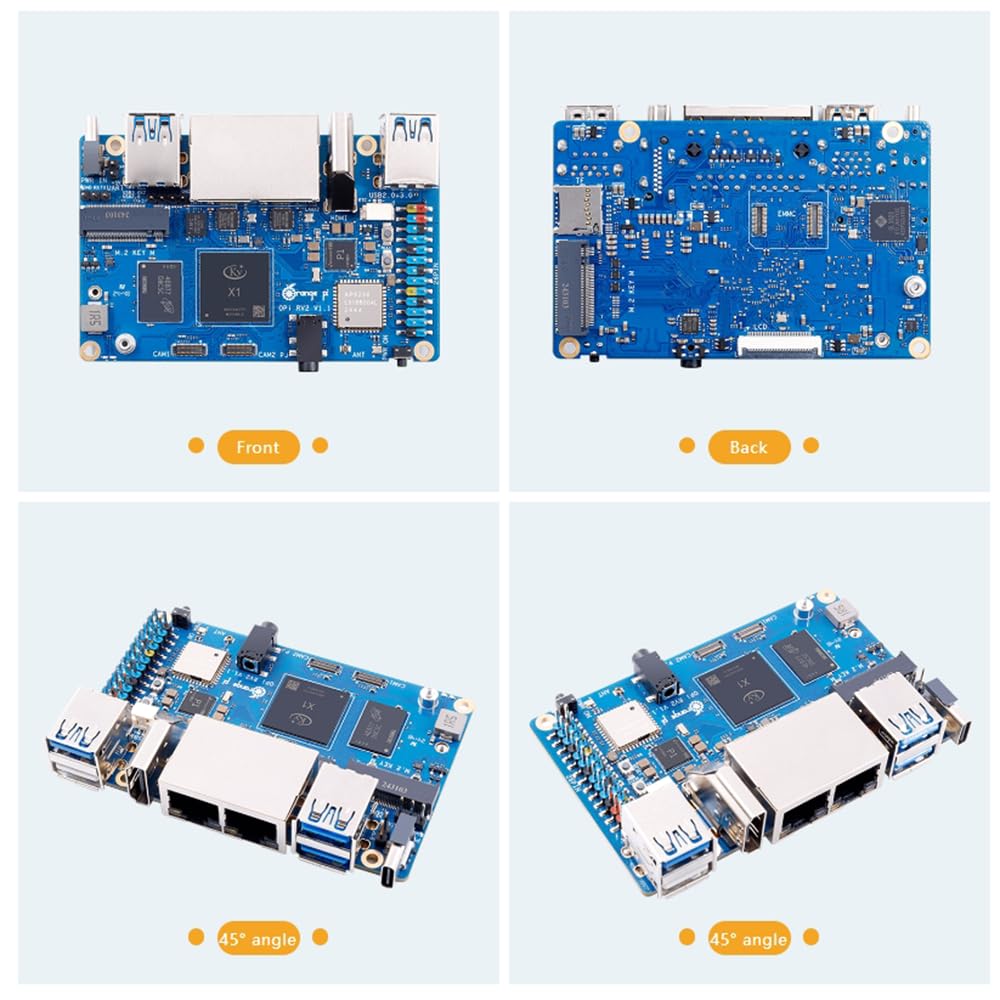 Orange Pi RV2 Carte d'architecture 8 Go de RAM Octa-core RISC-V avec deux ports Ethernet Gigabit Double interface M2