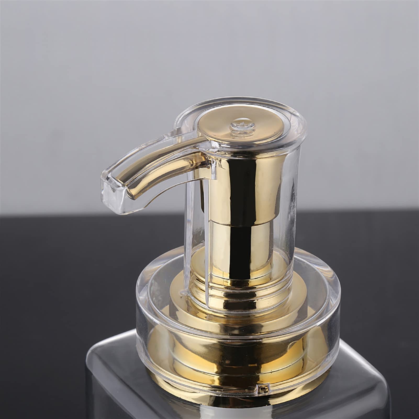 ZWMG Dosificador Jabon 300/500 / 750ml Dispensador de jabón Transparente Cuadrado Botella Recargable con Bomba de Oro Loción Loción Jabón de jabón Contenedor de acondicionador dispensador champú