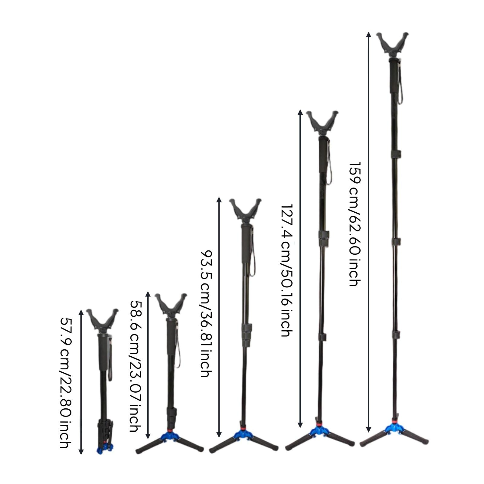 Monopié de Cámara Telescópico Trípode Monopié con Patas Soporte Portátil Estructura Metal Plástico Tornillo 1/4 Pulgadas Base Giratoria Estabilidad