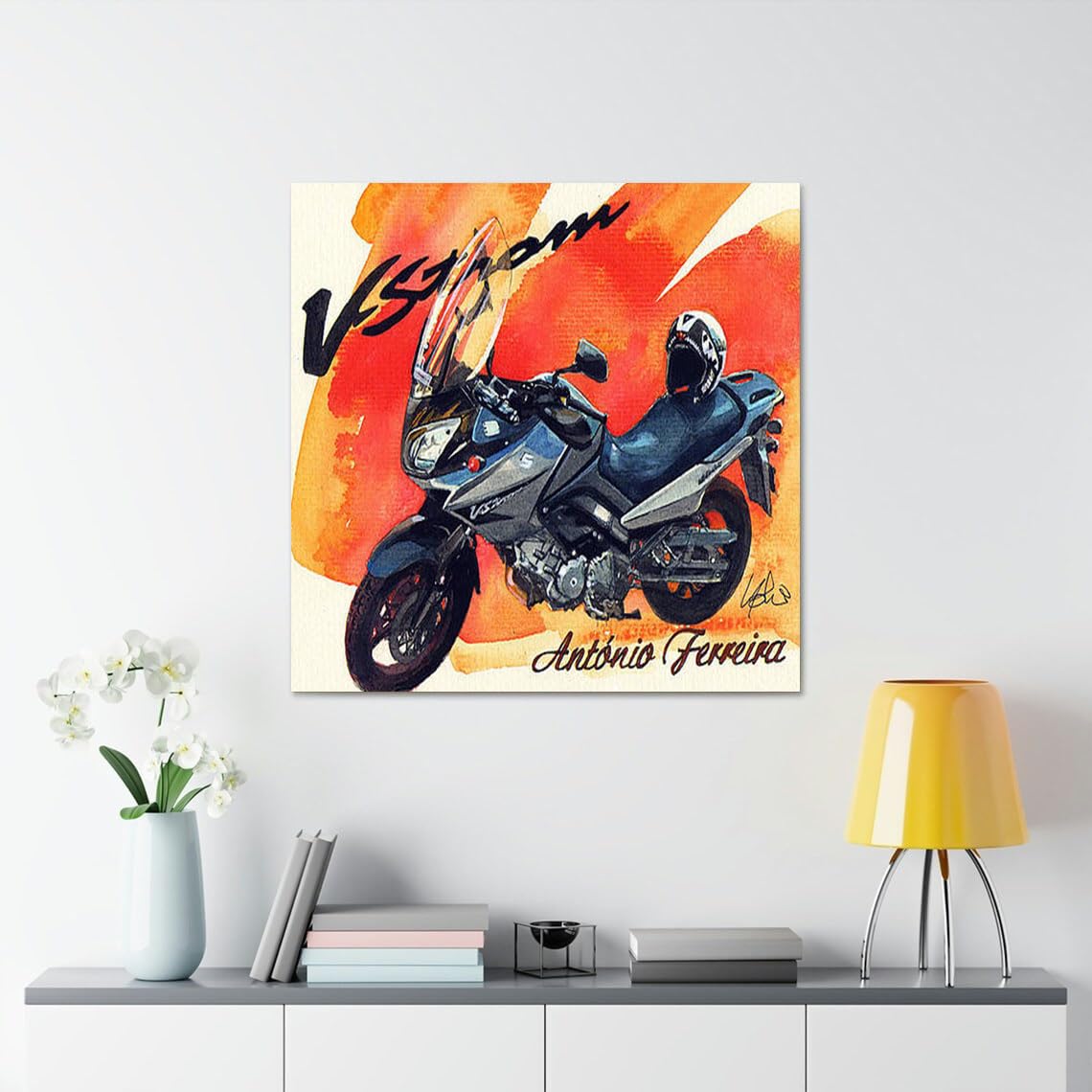 GADGETS WRAP Canvas Gallery Wrap Framed for Home Office Studio Living Room Decoration (17x17inch) - Suzuki Strom 650