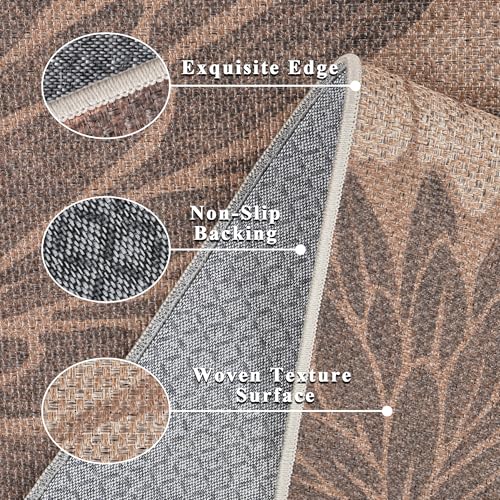 Image of Floral Easy Jute Rug 3x5 Outdoor Entryway Rug Washable Area Rugs for Living Room Bedroom Non Slip Neutral Farmhouse Indoor Outdoor Carpet for Backyard Patio Office