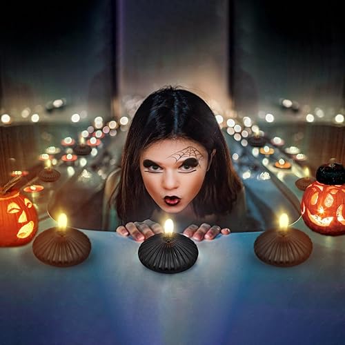 Miniatura 5 de Paquete de 12 velas flotantes negras de 3 pulgadas, velas sin perfume de 10 horas sin goteo para jarrones cilíndricos, centros de mesa en bodas,