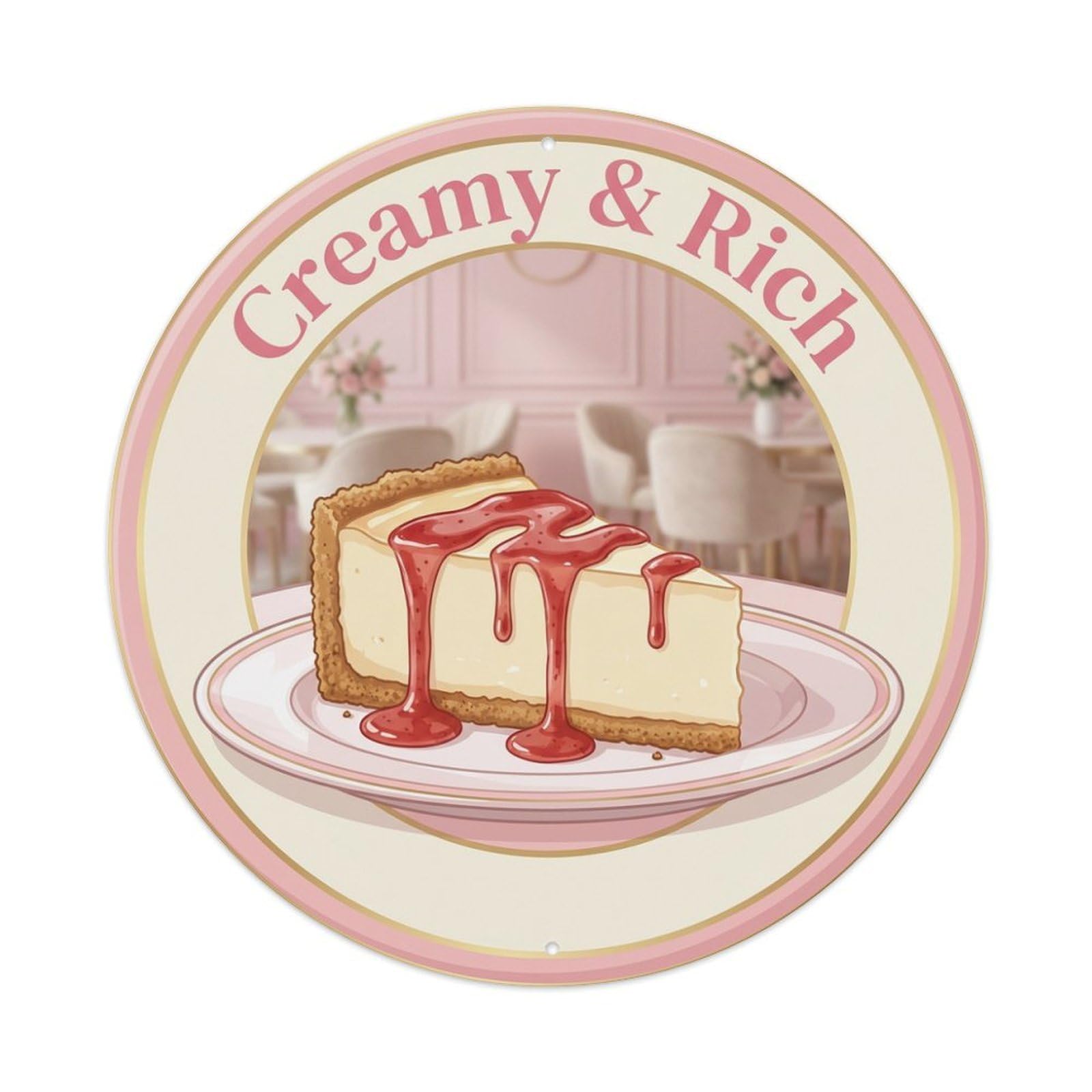 Metal Tin Sign Cheesecake Slice Gourmet Food