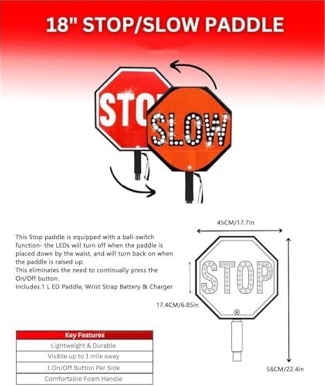 Przenośny dwustronny znak LED stop/powolny znak drogowy migający stały system kontroli ruchu o wysokiej widoczności poręczne urządzenie zabezpieczające do imprez budowlanych (STOP/SLOW)