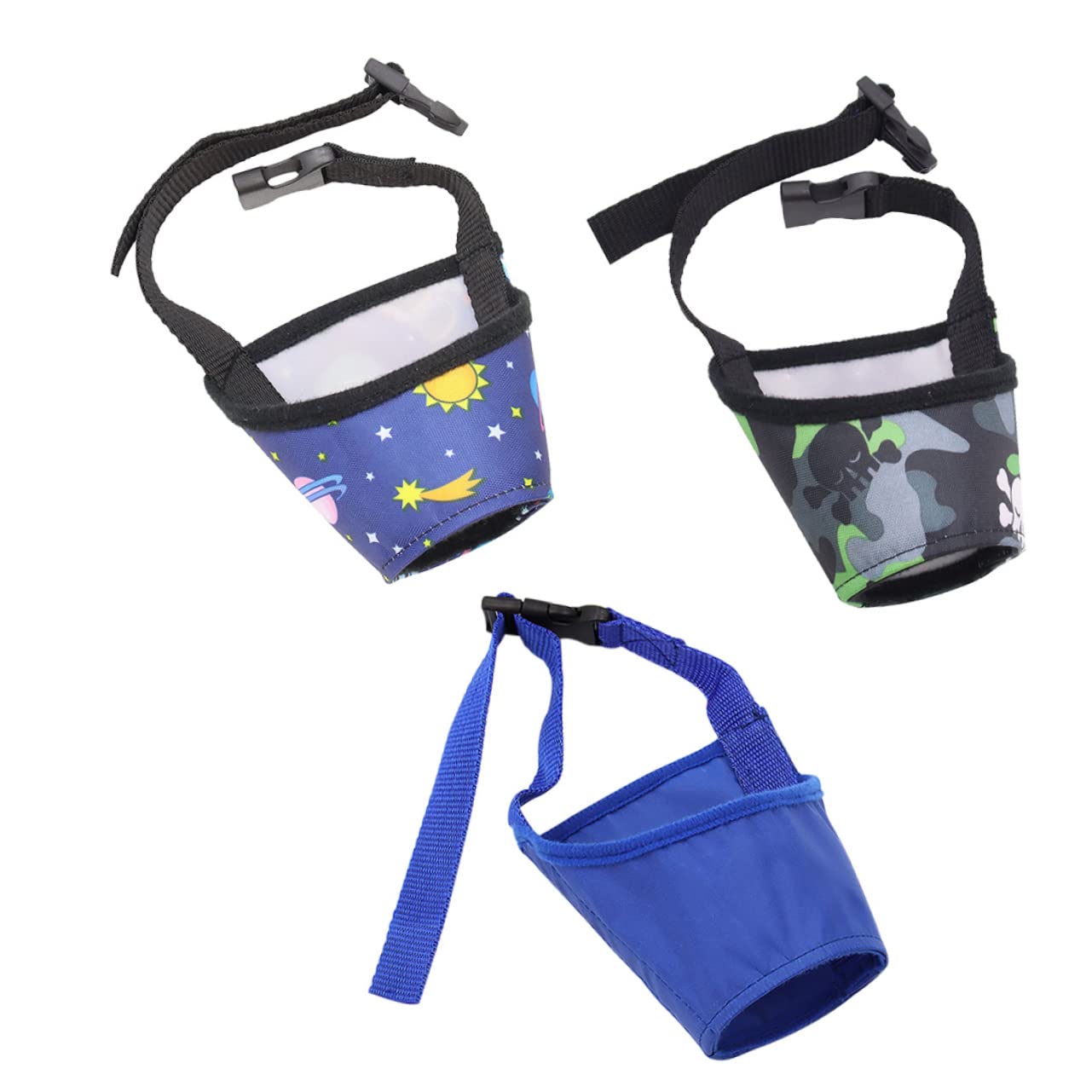 Mikikit 3Pcs Adjustable Pet Dog Muzzle Bite Barking Prevents Chewing Comfortable Mouth Cover for Dogs for Training and Walks