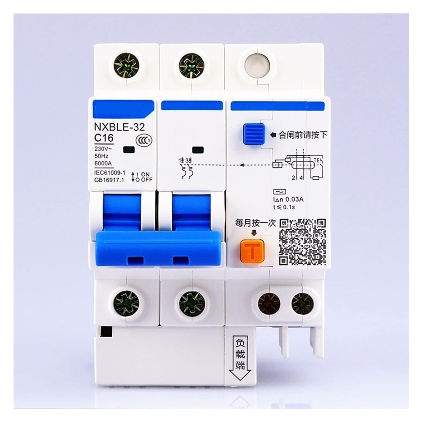 2RD58I8PM Circuit Breaker AC230/400V NXBLE-32 2P Residual Current Operated Circuit-Breaker C 6 10 16 20 25 32A Type Leakage Protector 1Pcs(32A)