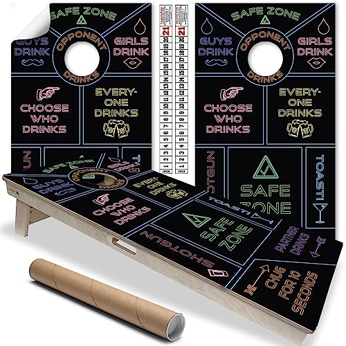 Cornhole Board Wraps & Skins Corn Hole Drinking Game Decals Set of 2