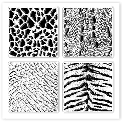GLOBLELAND Animal Texture Silicone Clay Snake Tiger Giraffe Pattern Silicone Texture Stamp Sheets Clear DIY Clay Texture Mat for Clay Pottery Earrings Jewelry Making 5.5x5.5inch