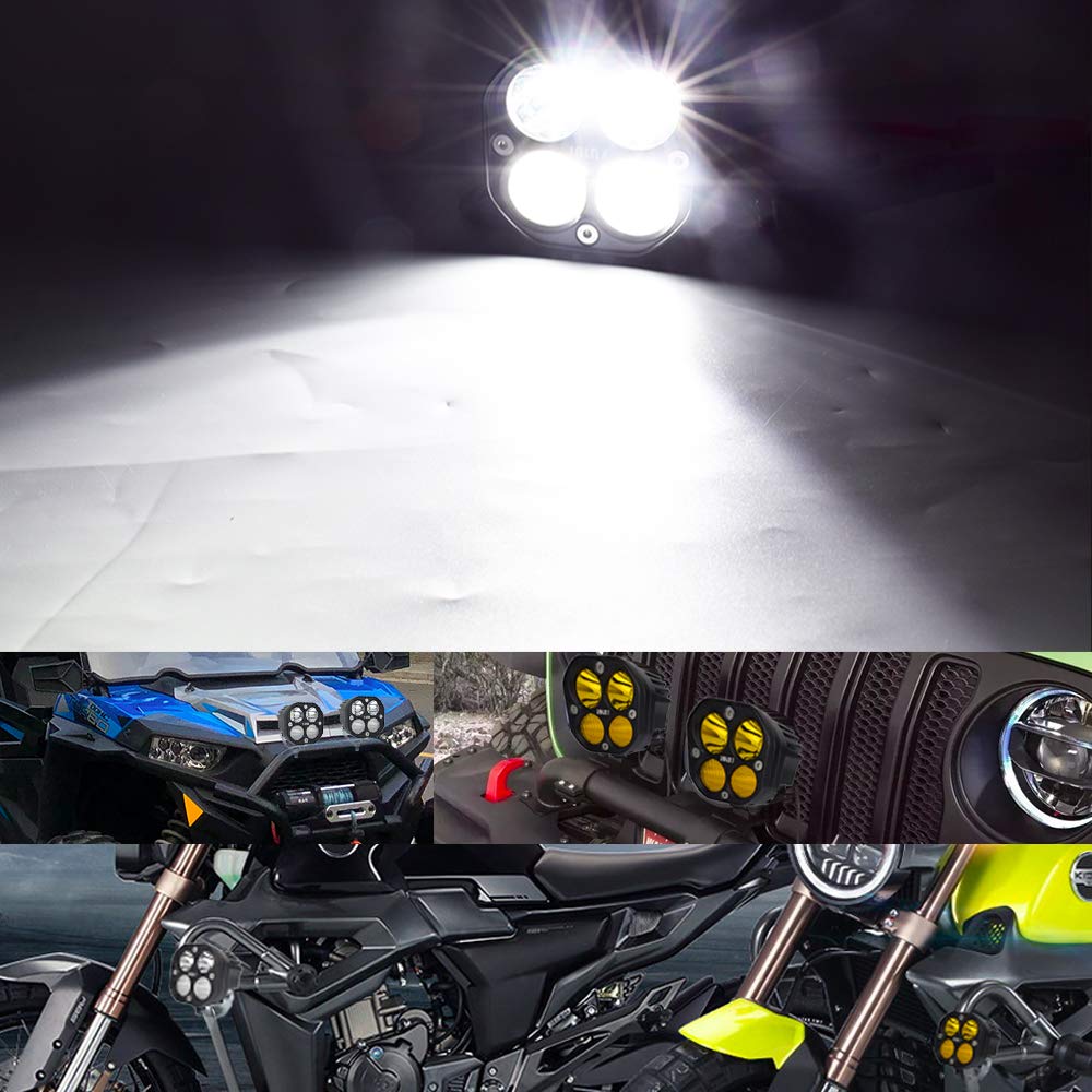 2Pcs LED Faro Delantero de Coche 40W Luz Antiniebla Foco de Trabajo Combo 12V 24V 4500lm Impermeable 4led Cuadrado Luz Blanca para Moto Tractor Barco Camión ATV UTV SUV