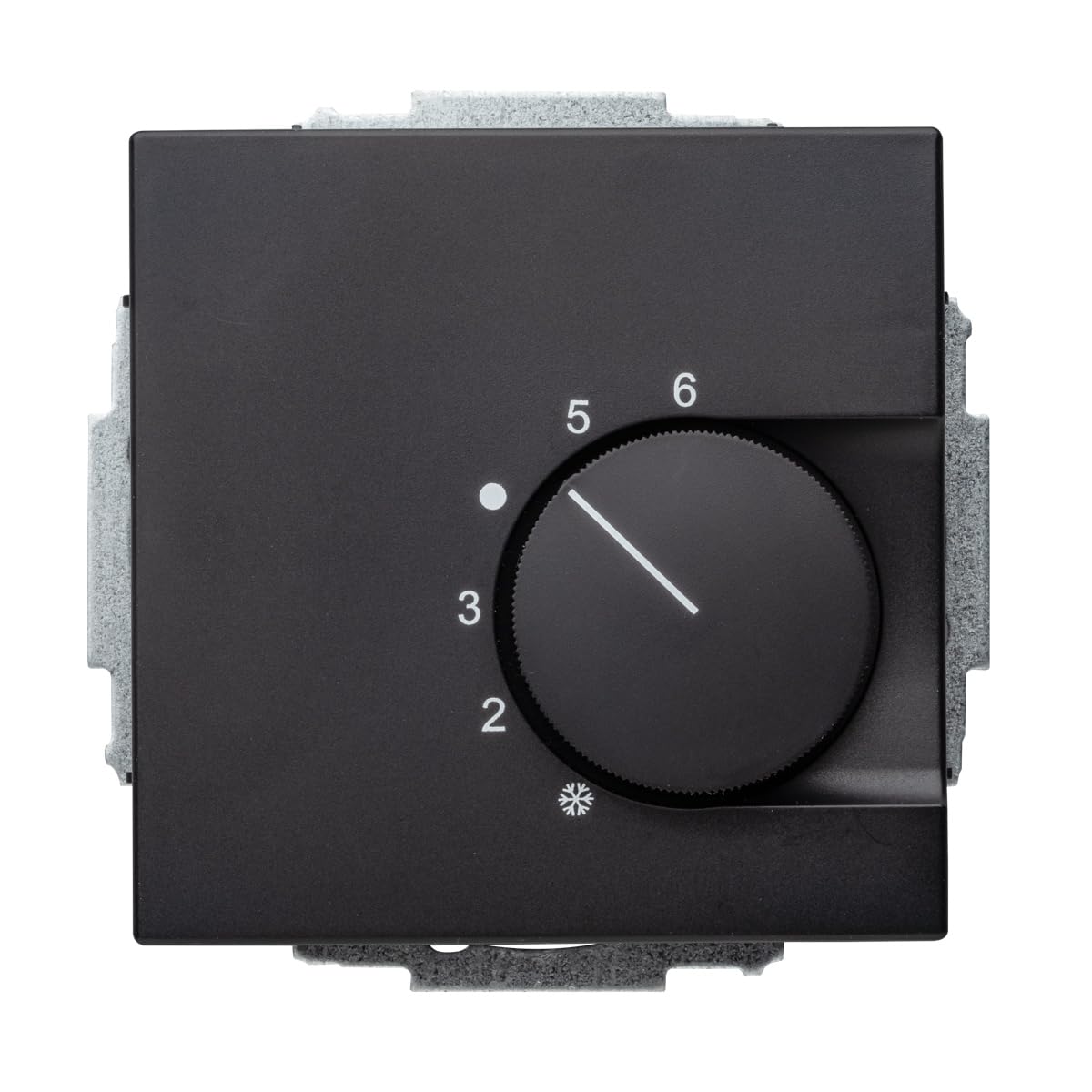 Raumthermostat schwarz für Fußbodenheizung mit Busch-Jäger Future Linear 1-Fach Rahmen 1721-885K schwarz + Abdeckung 62x62mm, Kontaktausführung Öffner für Stellantriebe 230V stromlos geschlossen (NC)