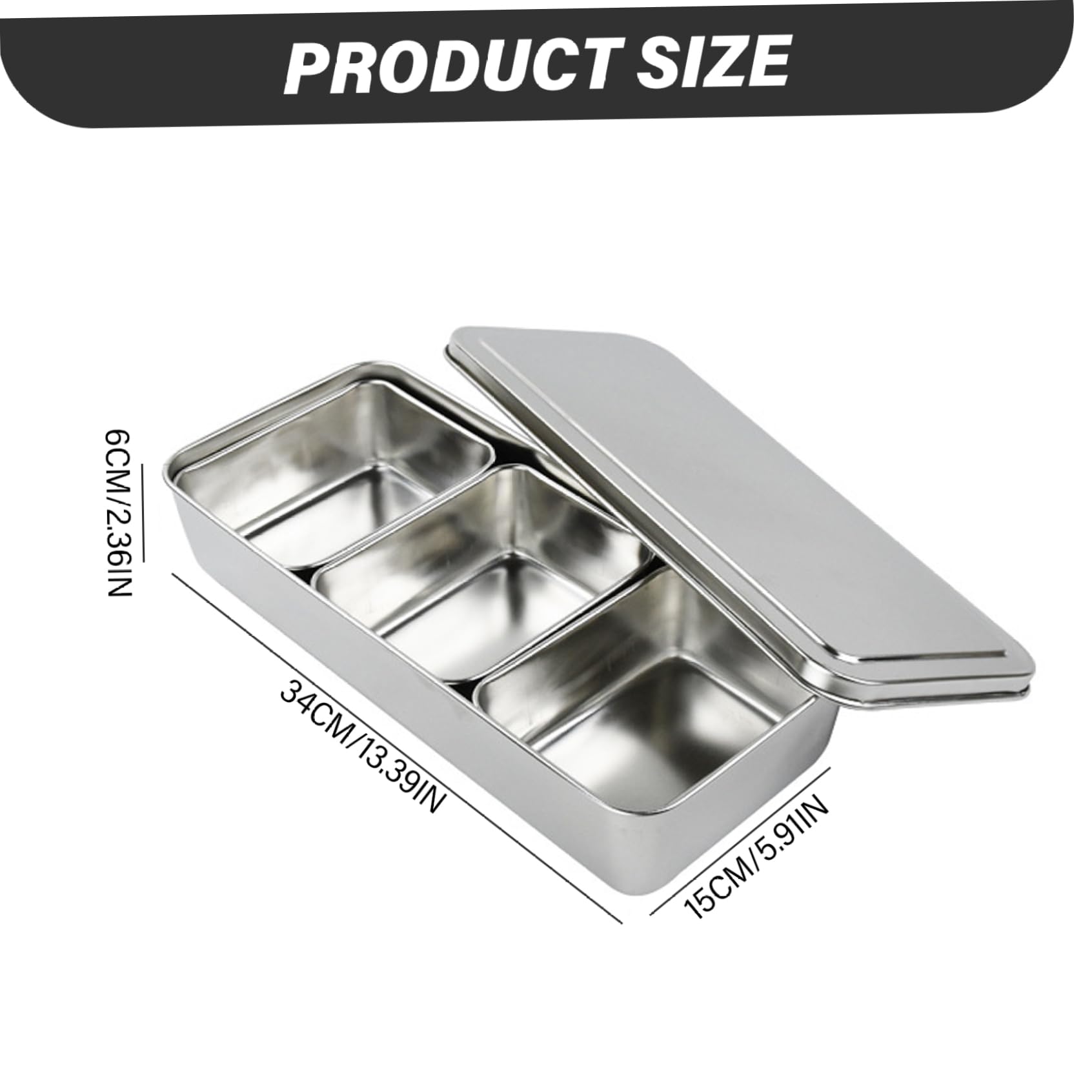 Boîte d'assaisonnement en Acier Inoxydable 3 Compartiments Conteneurs d'assaisonnement avec Couvercle Condiment Lavable détachable et boîte à épices pour la Cuisine, conteneurs
