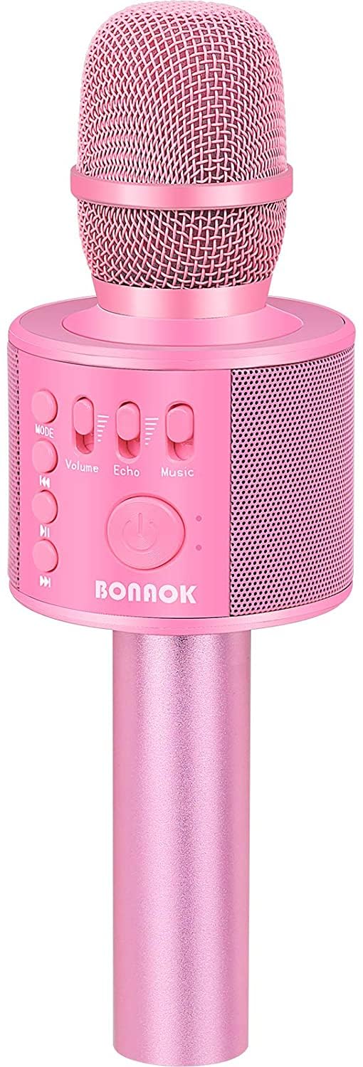 BONAOK Bluetooth Karaoke Microphone, Portable Mic for Adults Kids