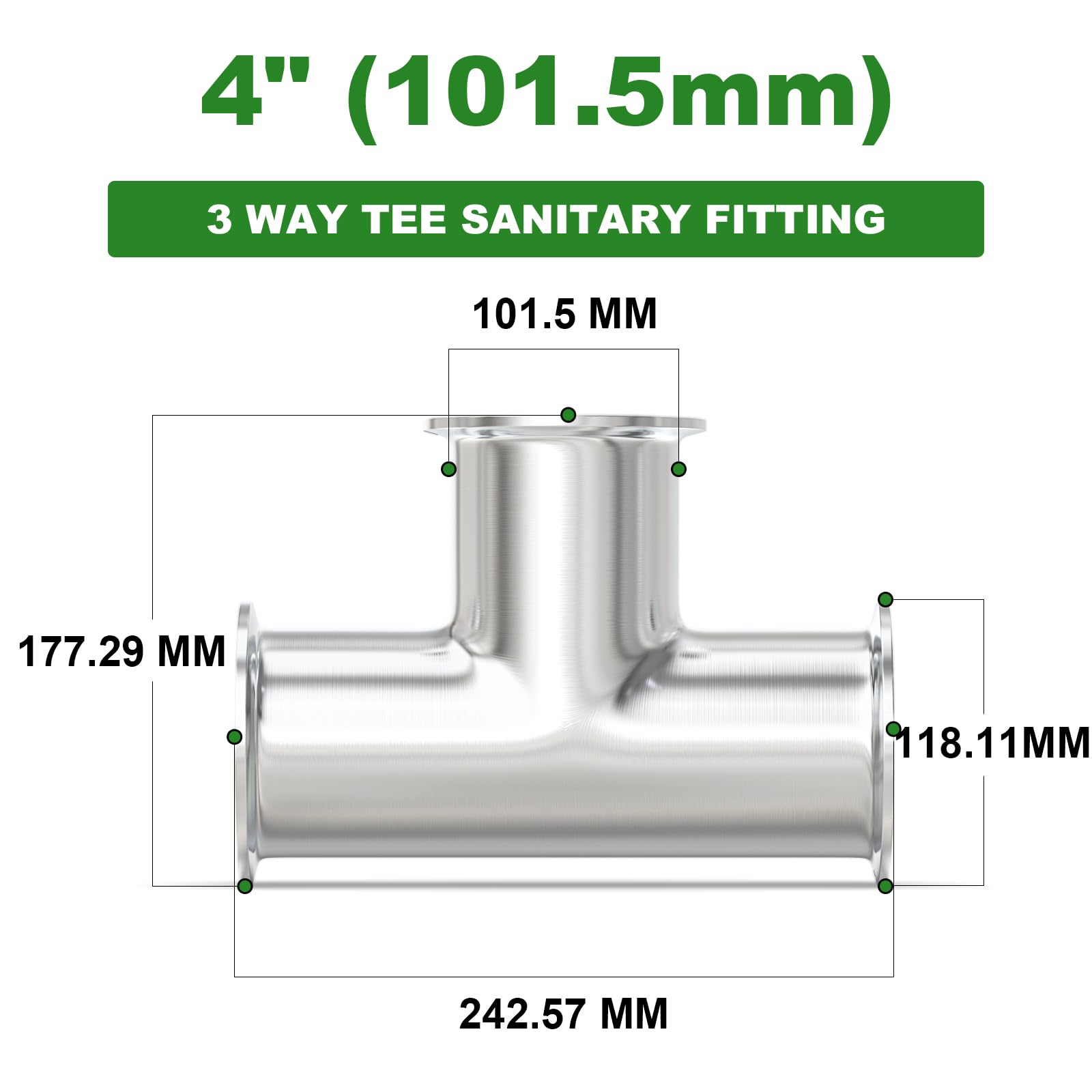 TAISHER 1 szt. 304 rura ze stali nierdzewnej 10 cm OD 3-drożny trójnik złączki do rur sanitarnych 10 cm zacisk trójnikowy 119 mm kołnierz tulejkowy z 3 szt. uszczelek silikonowych