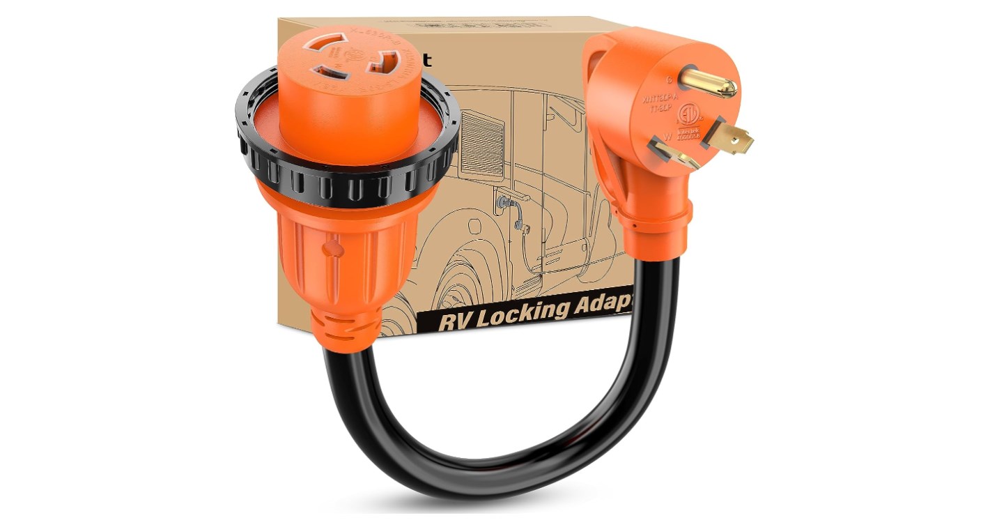 Image of Nilight RV Locking Adapter Cord 30 Amp to 30 Amp Pure Copper Heavy Duty 10 Gauge Wire ETL Listed TT-30P to L5-30R 30M /30F Weatherproof Cord for RV Camper Caravan Van Trailer