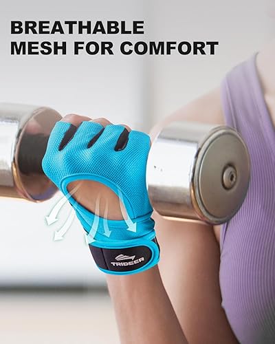 Miniatura 20 de Trideer Guantes de levantamiento de pesas para mujeres y hombres con soporte de muñeca, guantes de entrenamiento para mujer, protección completa