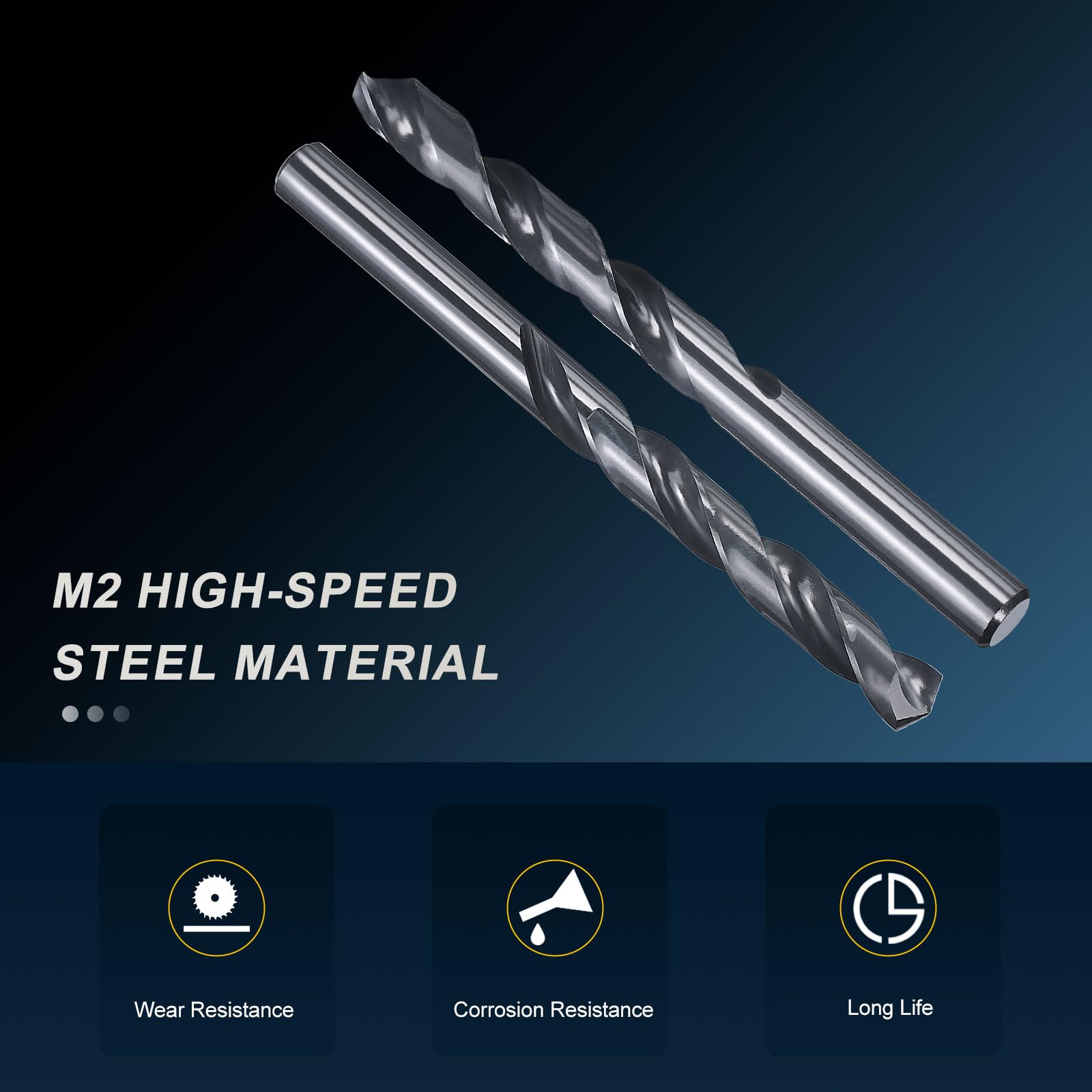 PATIKIL 12.7mm Drill Bit 1/2", Jobber Straight Shank M2 High-Speed Steel 135° Nitriding Black for Stainless Steel Hard Metal - 6 Pack - Image 3