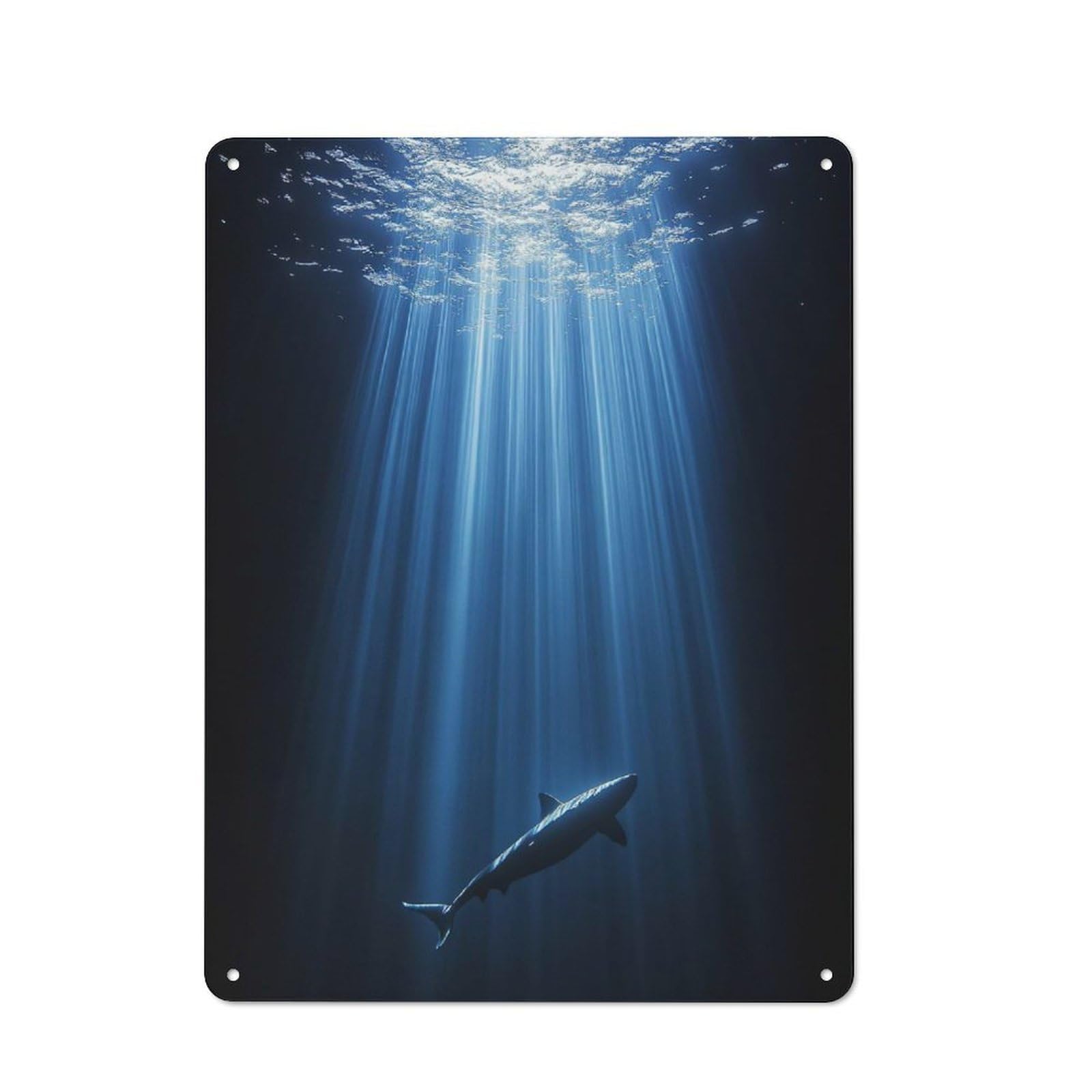 Junmoney Style-23 Shop Front Style Shark In Deep Blue Ocean Cafe Metal Sign 40X30cm, Bistro Wall Plaque For Tea Room, Shop Wall Or Breakfast Area