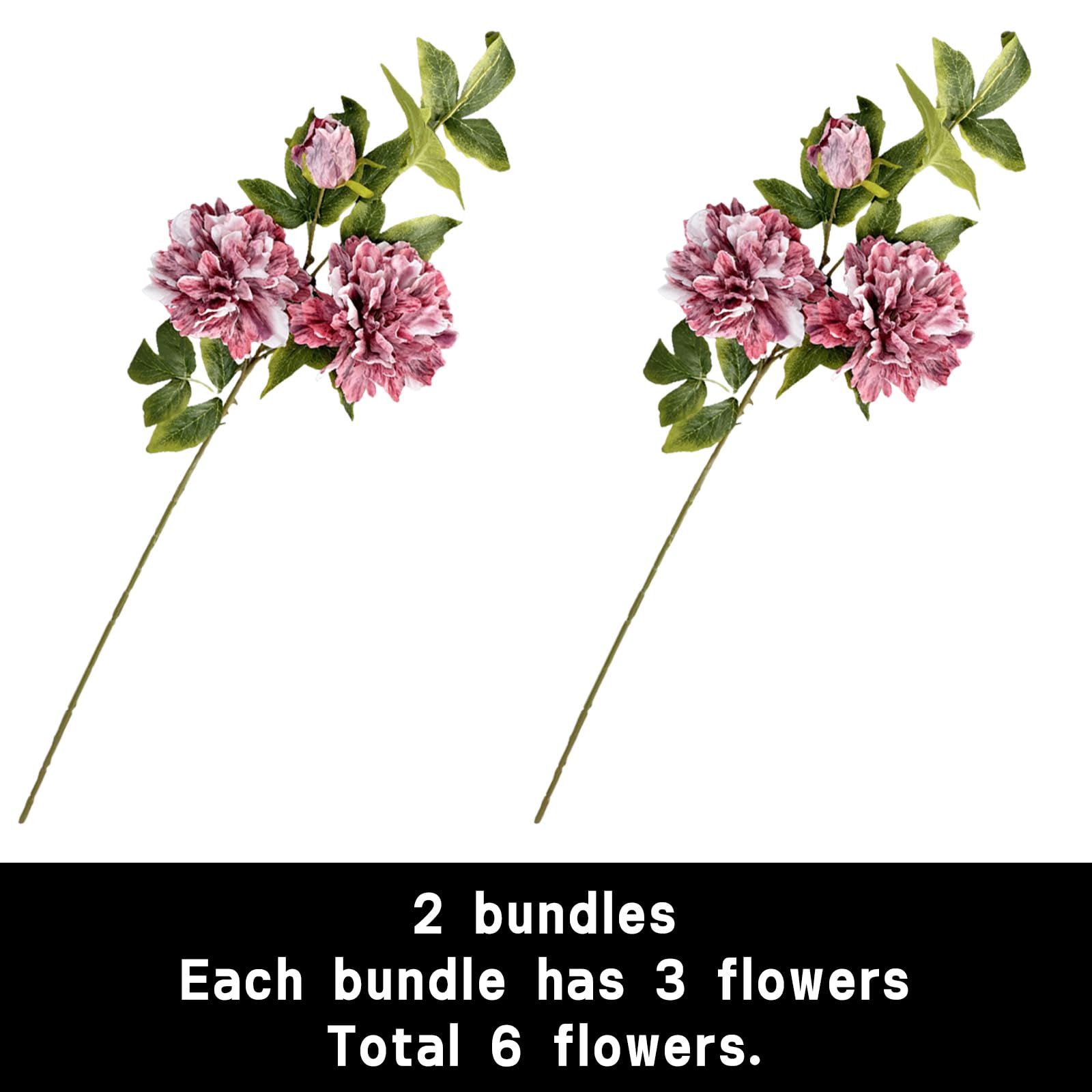 astylishome Red Peony Artificial Flowers Bouquets - Fake Flower Real Touch for Wedding Room Home Hotel Party 4620 - Image 2