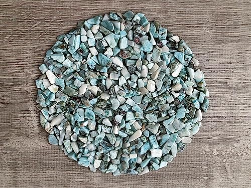 Larimar Chips – Natural Mini Larimar Stones, Crushed Undrilled Larimar, Semi-Tumbled Genuine Larimar (1/4 lb)