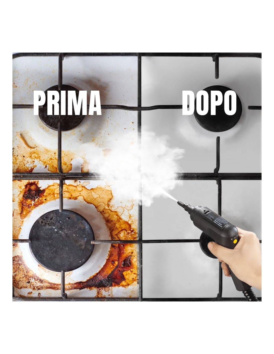 Mediawave Store Pulitore a Vapore Portatile Multiuso ad Alta Pressione 1600ml - 7 Accessori Pulizie Specifiche - Uso Domestico Vetri Finestre, Divani e Tappeti - Auto per Sedili, Tappezzeria e Angoli