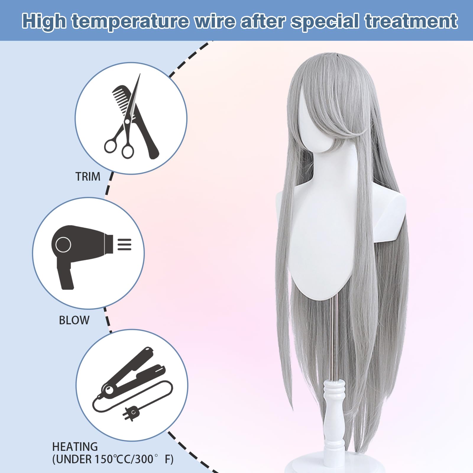 100cm / 40 Inch Long Wig, Universal Anime Costume Cosplay Wig, Perfect for Party Daily-Use, Festivals, and Halloween - Image 3