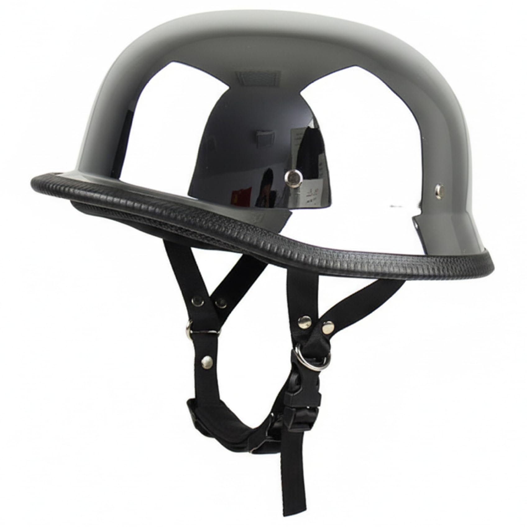 Casco de moto estilo alemán con remaches de metal y diseño clásico retro talla L 6