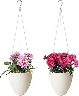 Hanging Planter, Hanging Planter Baskets, Flower Pots Planters Self-Watering Hanging Planter Plant Holder Planter Modern Decorative Hanging Baskets for Indoor Outdoor Decorations (2 Pieces)