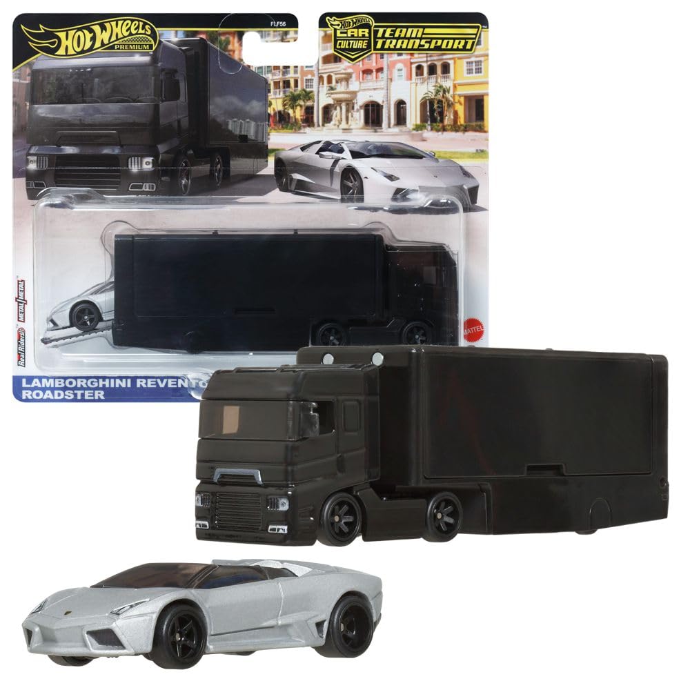 Hot Wheels Team Transport Pack Lamborghini Reventon Roadster Flipside Hauler Die-Cast Car and Hauler Set for Ages 3+