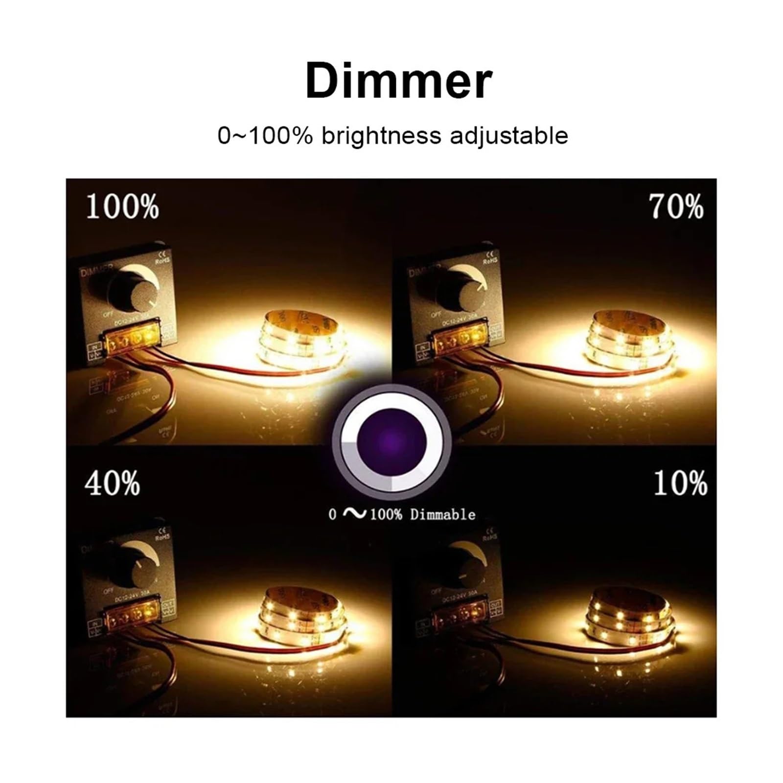 1–10 Stück DC 12 V 24 V LED-Dimmer, 30 A, 360 W, Spannungsregler, einstellbarer Controller for LED-Streifen, LED-Lichtdimmer(1 pcs)
