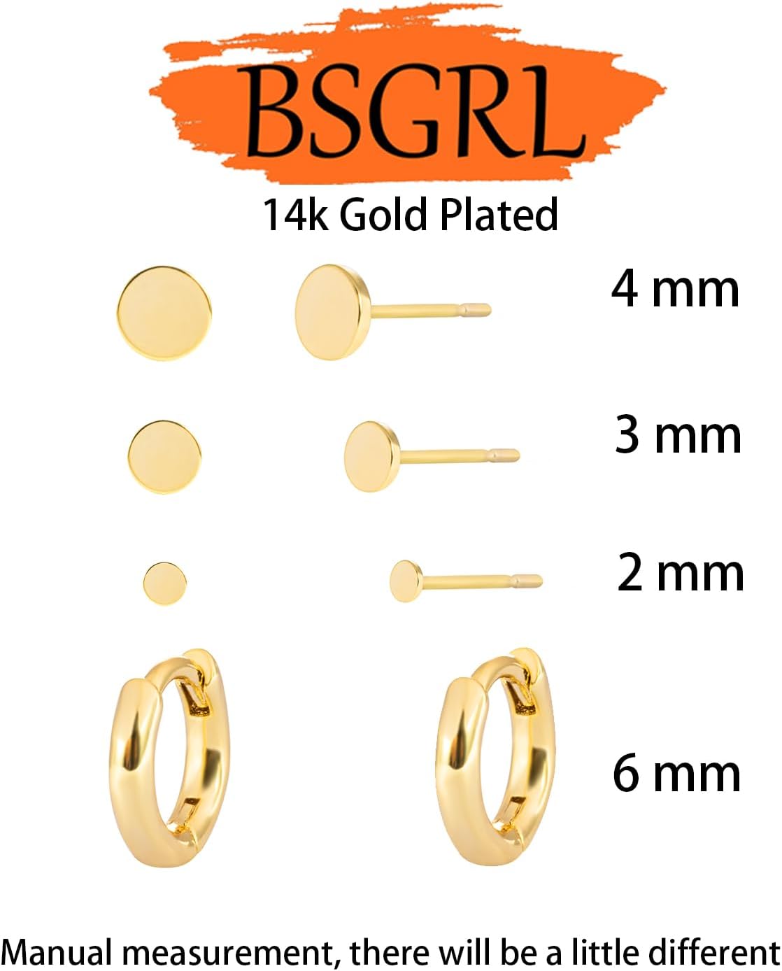 Stud Earrings-14k Gold/White Gold Plated Tiny Snake Cz Flower Cartilage Stud Earrings Dot Stud Earrings Stacks Earrings Set for Women - Image 6