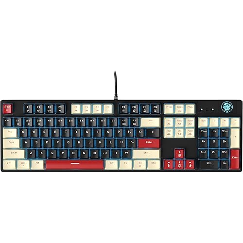 MageGee Mechanical Gaming Keyboard MK-Armor LED Blue Backlit and Wired USB 104 Keys Keyboard with Blue Switches, for Windows PC Laptop Game(White&Black)