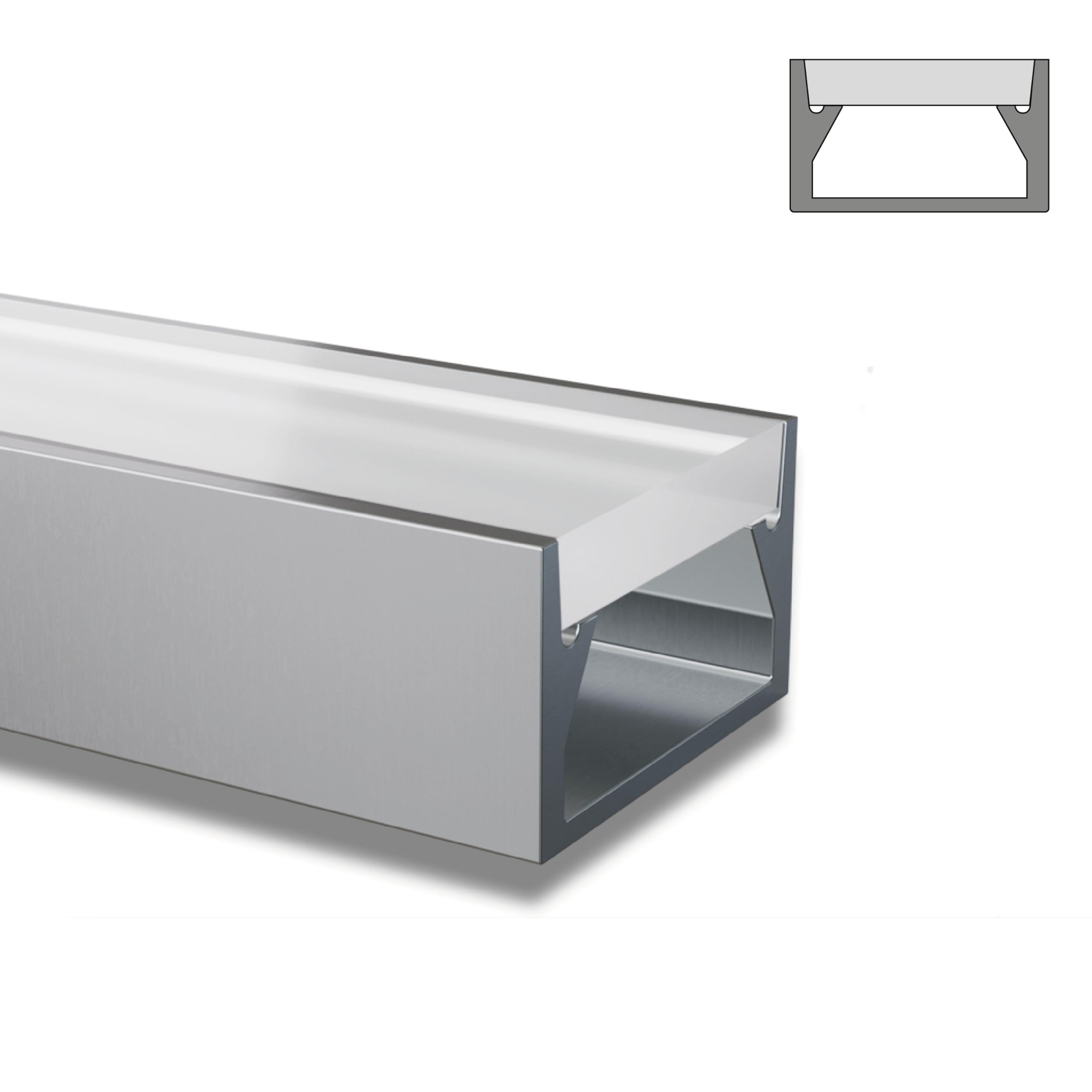 INNOVATE Profilo alluminio per strisce LED Calpestabile 500 Kg 2M (1 x 1,7 x 200 cm) Luci da esterno Profilo striscia LED incasso Profilati alluminio Luce da terra garage Luci per pavimento