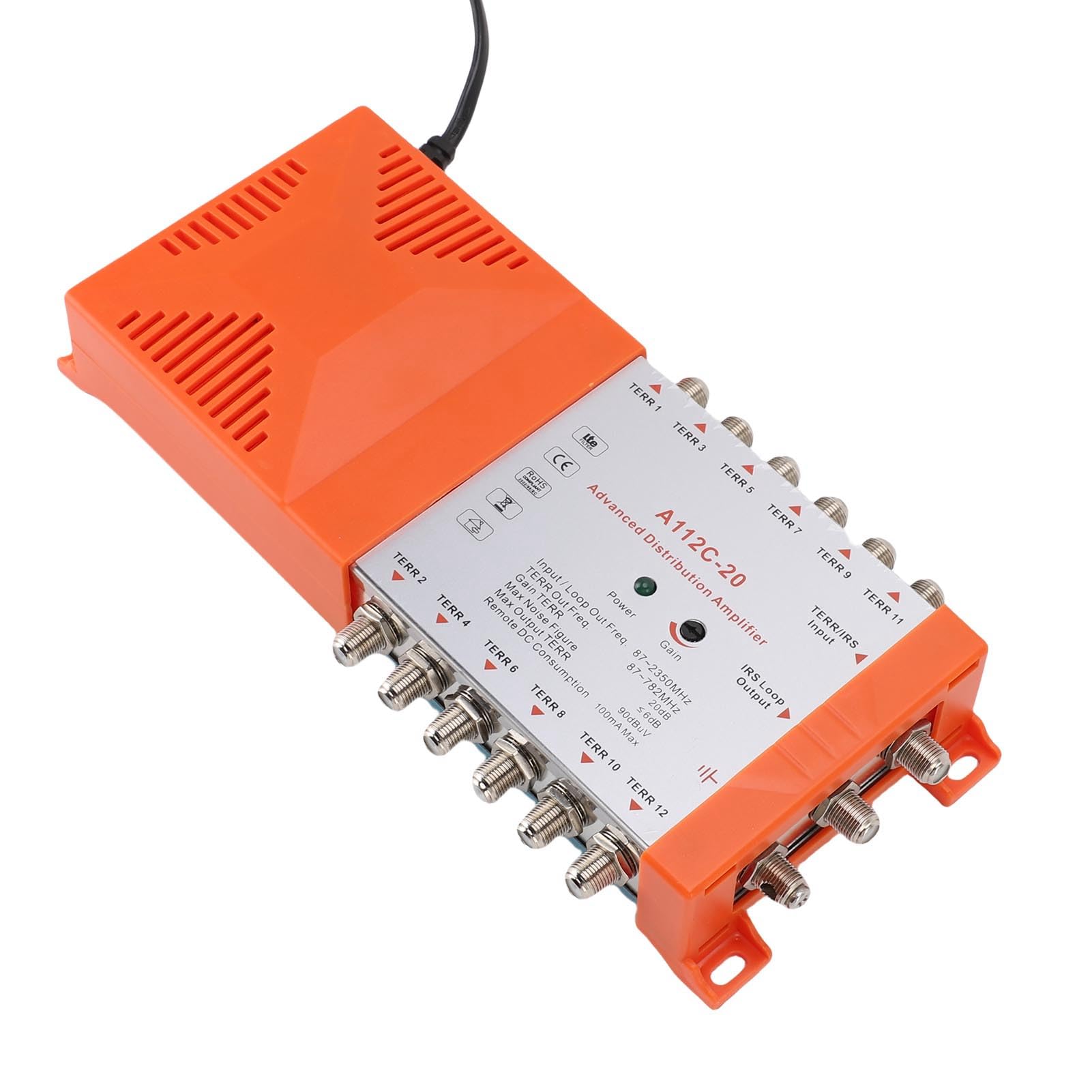 Generic Amplificatore di Distribuzione Compatto per Antenna TV a 12 con Gestione Remota 'alimentazione per più Televisori (Spina europea 200-240 V)