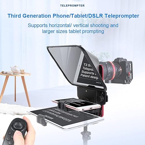 Miniatura 7 de Desview T3 Teleprompter Broadcast Teleprompter para 11 pulgadas Tablet iPad Teléfonos Prompter Entrevista al aire libre Discurso DSLR lector