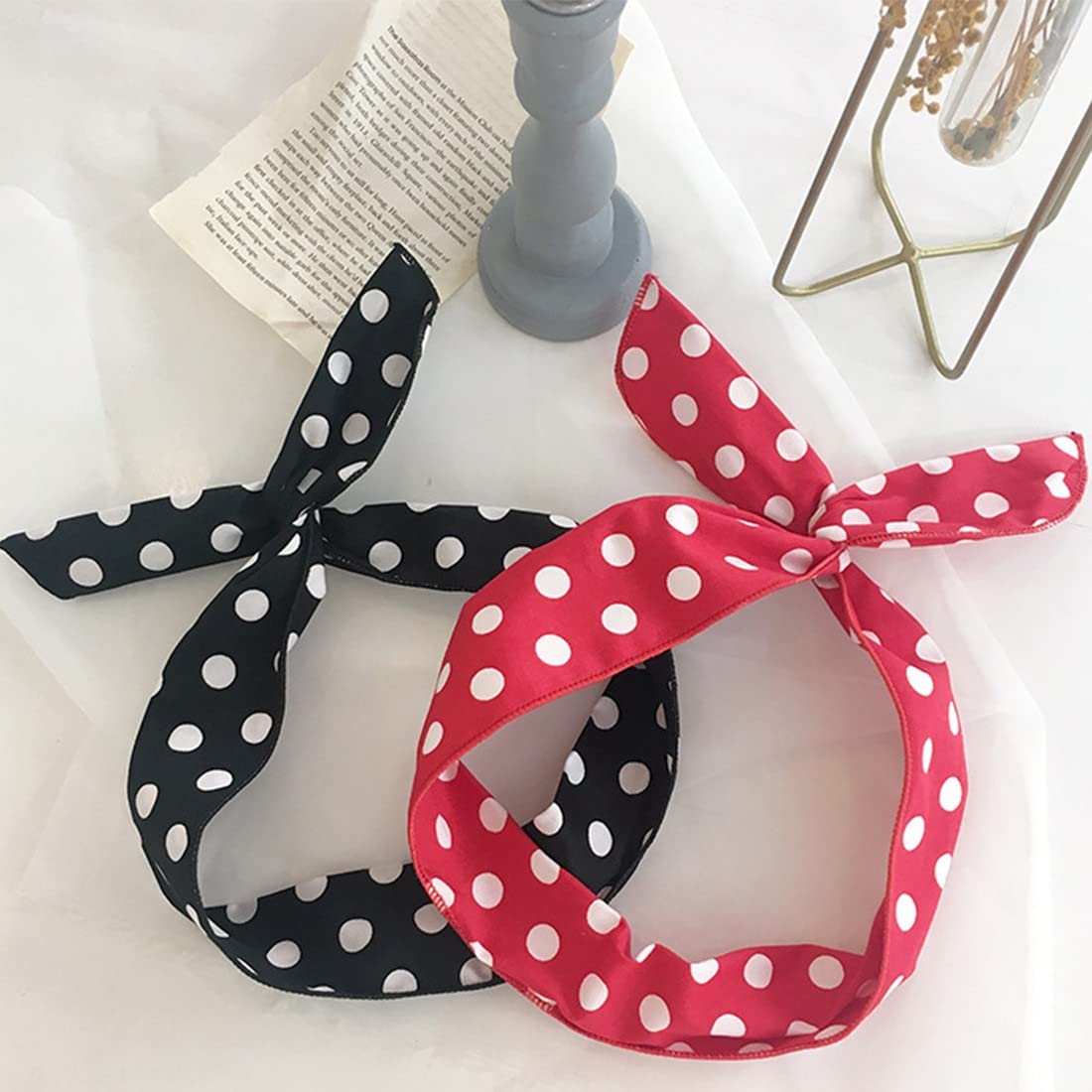 1 Diadema De Lazo Rojo Para El Día De San Valentín Para Mujeres Y Niñas, Lindos Lunares Blancos Simples, Diademas De Lazo Para El Cabello, Banda Para El Cabello Con Lazo