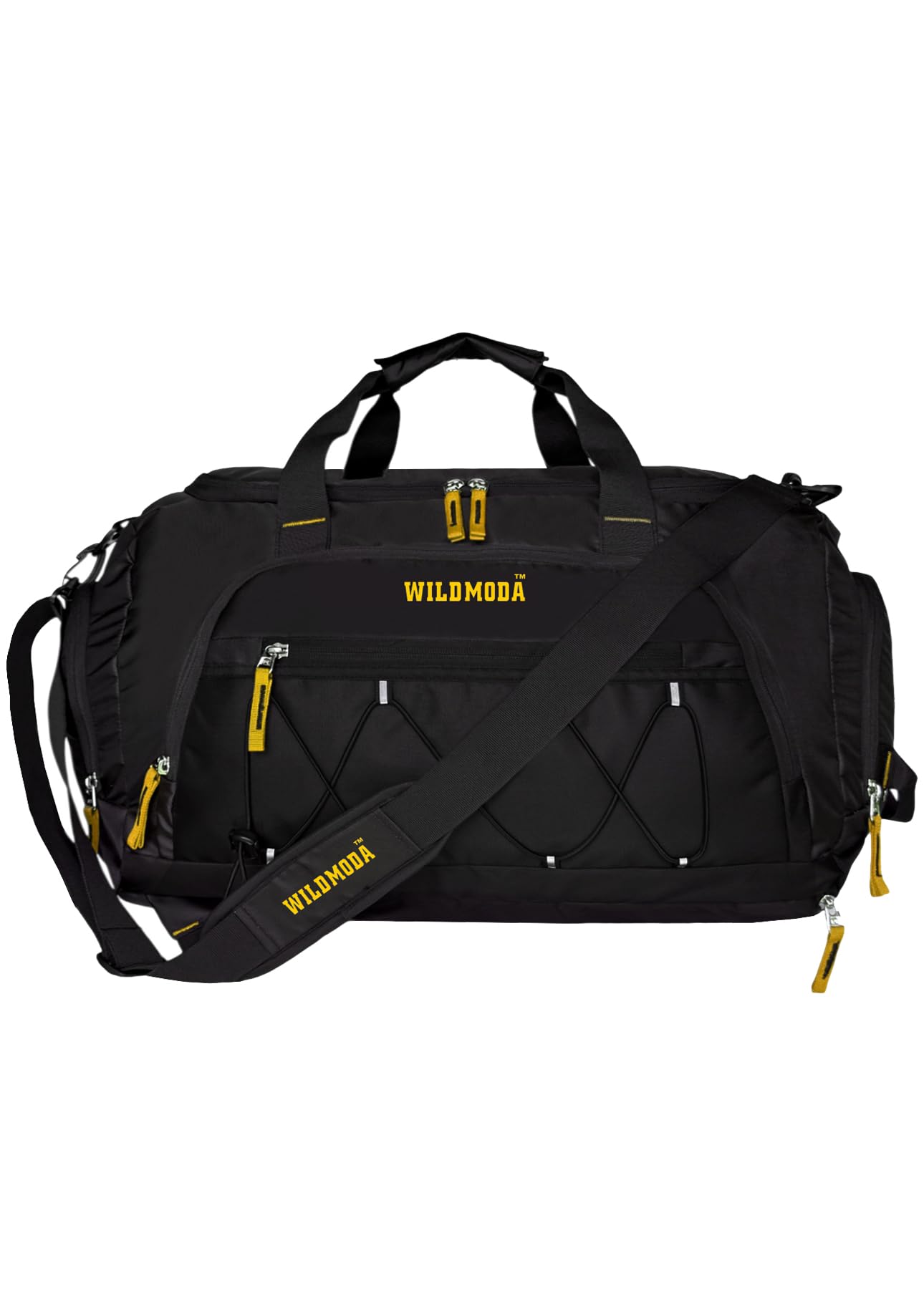 50L Gym Duffel Bag | Large Travel Sports Bag for Men & Women (Black & Yellow)-image-32