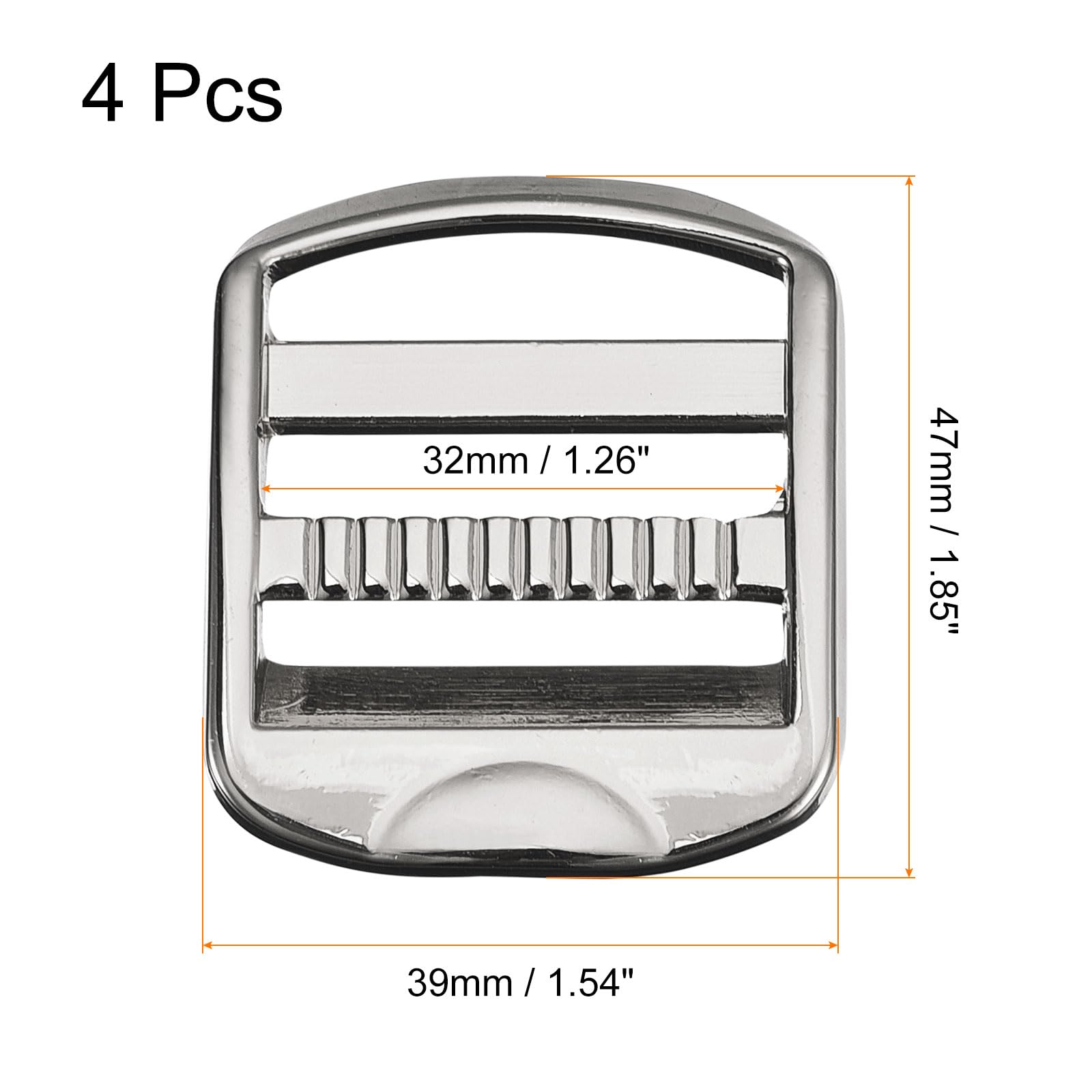 Uxcell Metal Ladder Buckle Slider Tri-Glider Metal Adjustable Buckles, 4pcs 25mm(1") Inner Width for Webbing Backpack Strap Silver Gray - Image 2