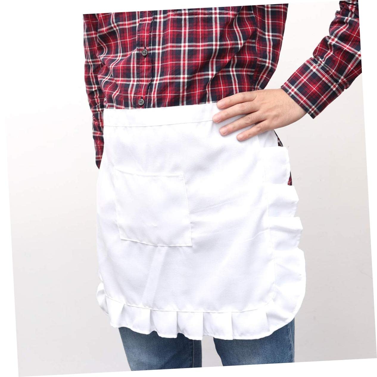 LIFKOME Delantal De Cintura Corta Con Bolsillos Delantal De Sirvienta Para Mujer es Para Asar Medio Unisex Traje es Con Bolsillos Disfraces